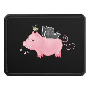 Funny Pig Fairy Cartoon - Cute Flying Pig Magic Hitch Cover