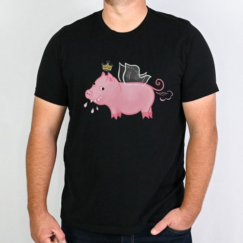Funny pig fairy farmer cartoon animal humor T_Shirt