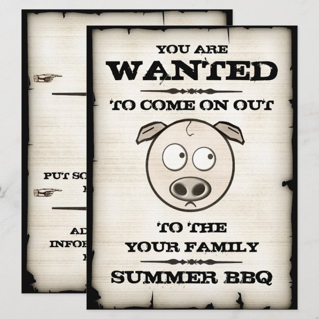 Funny Pig Family BBQ Invitations (Front/Back)