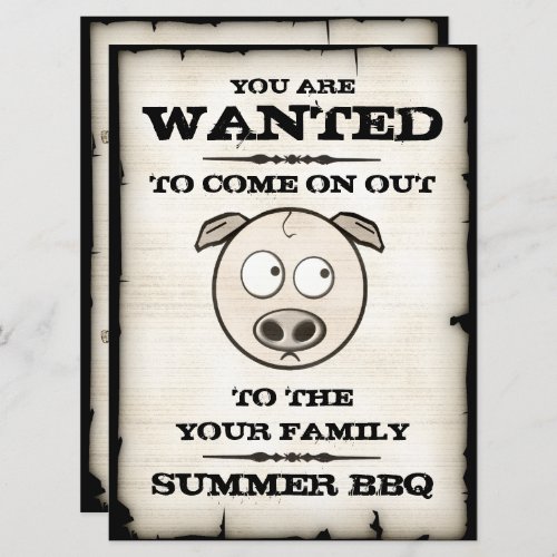 Funny Pig Family BBQ Invitations