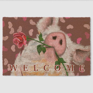 Funny Pig Fiber Doormat - Welcome