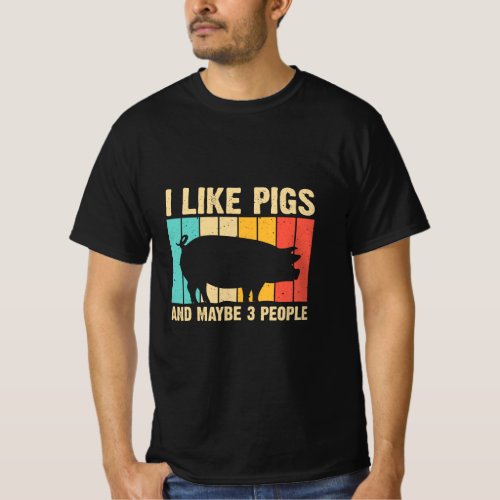 Funny Pig For Men Women Farm Animal Swine Vintage  T_Shirt
