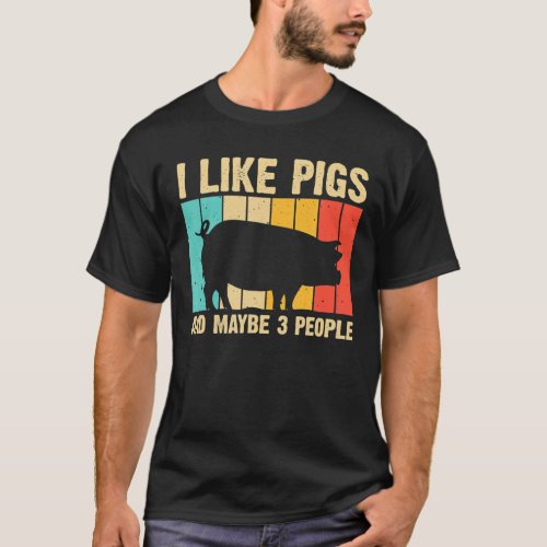 Funny Pig For Men Women Farm Animal Swine Vintage T_Shirt