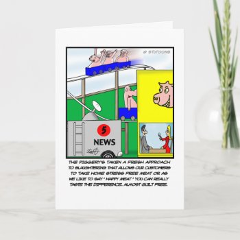 Funny Pig Greeting Card - Happy Meat by bad_Onions at Zazzle
