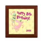 Funny Pig Happy Birthday! Age &amp; Year Cake Cartoon Gift Box
