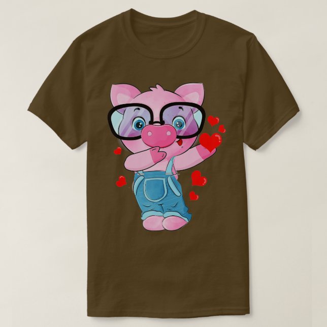 Funny Pig Heart Valentines day Gifts Cute Pig Dabb T-Shirt (Design Front)