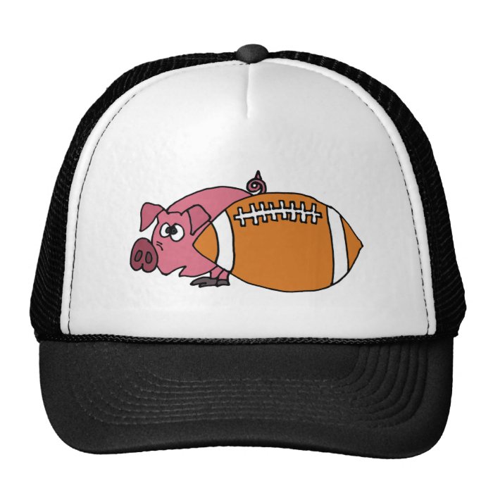 Funny Pig Hiding Behind Pigskin Trucker Hats