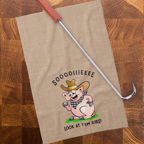 Funny Pig Hog Calling Cartoon Character Kitchen Towel