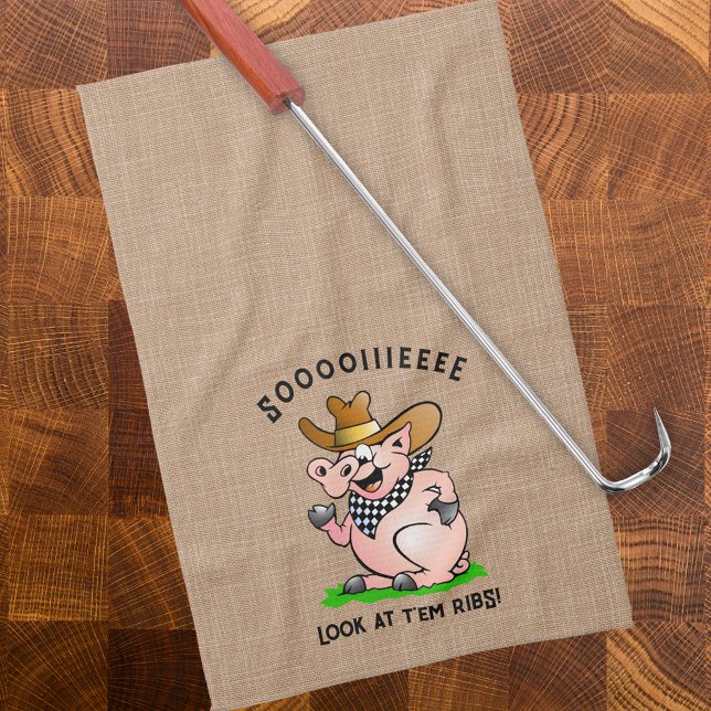 Funny Pig Hog Calling Cartoon Character Kitchen Towel (Creator Uploaded)