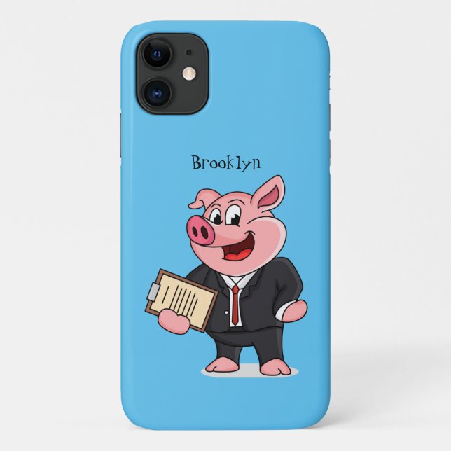 Funny pig in business suit cartoon Case-Mate iPhone case (Back)