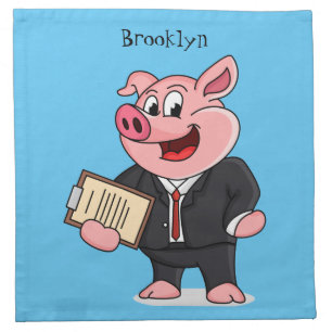 Funny pig in business suit cartoon cloth napkin