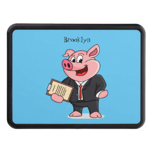 Funny pig in business suit cartoon  hitch cover