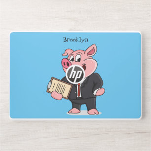 Funny pig in business suit cartoon HP laptop skin