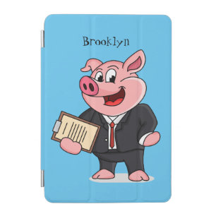 Funny pig in business suit cartoon iPad mini cover