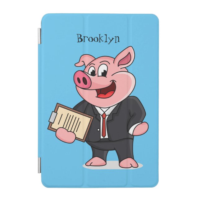 Funny pig in business suit cartoon iPad mini cover (Front)