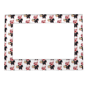 Funny pig in business suit cartoon magnetic frame
