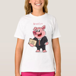 Funny pig in business suit cartoon T-Shirt