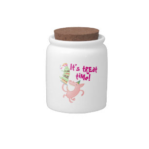 Funny Pig It's Treat Time! Birthday Cake Cartoon Candy Jar