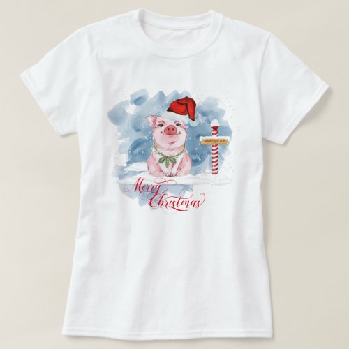 Funny Pig Lovers Christmas North Pole T_Shirt
