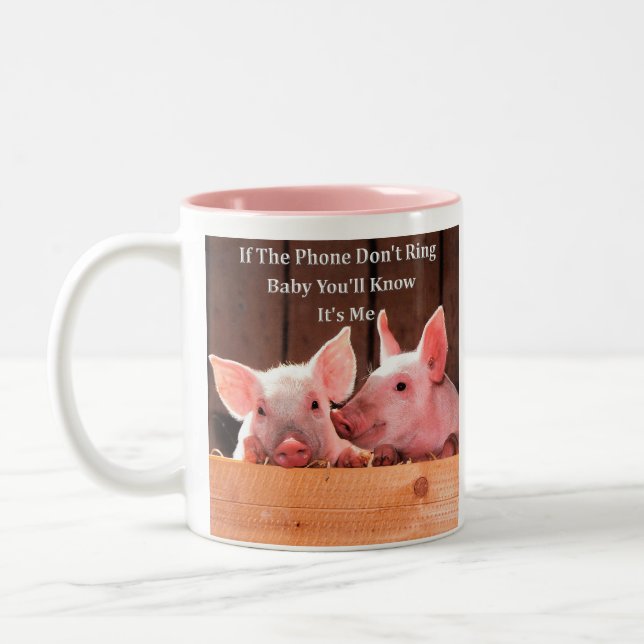 Funny Pig Memes with funny pig sayings and quotes Two-Tone Coffee Mug (Left)