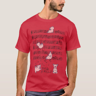 Funny pig music yoga Playing with Music Note Clef T-Shirt