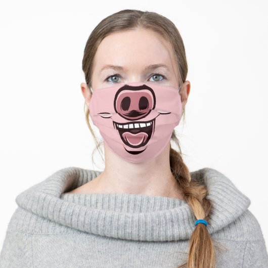 funny pig nose and mouth cartoon adult cloth face mask (Worn)