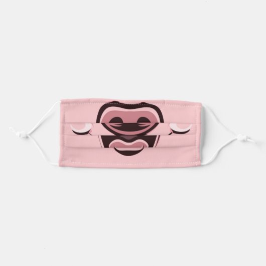 funny pig nose and mouth cartoon adult cloth face mask (Front, Folded)