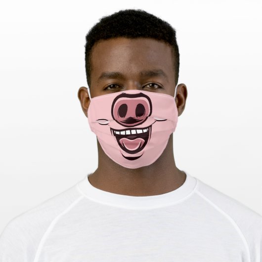 funny pig nose and mouth cartoon adult cloth face mask (Worn)