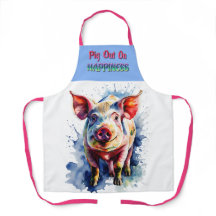 Funny Pig Out on Happiness Apron