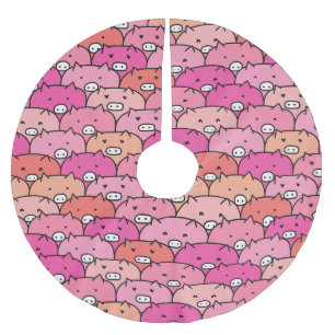 Funny Pig Pattern Brushed Polyester Tree Skirt