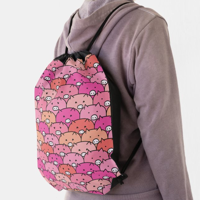  Funny Pig Pattern Drawstring Bag (Insitu)