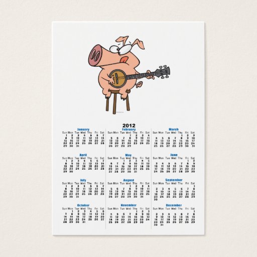 Customizable funny pig playing a banjo cartoon character business cards