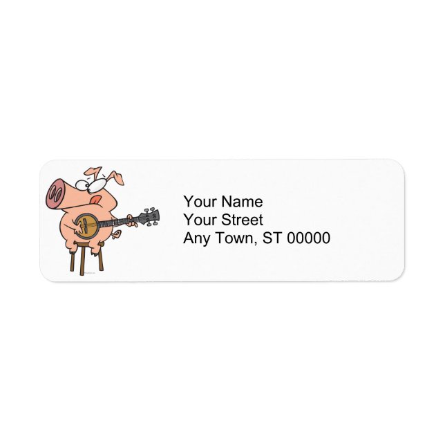 funny pig playing a banjo cartoon character label (Front)