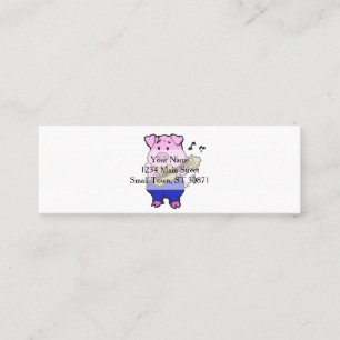 Funny Pig playing guitar choose background color Mini Business Card