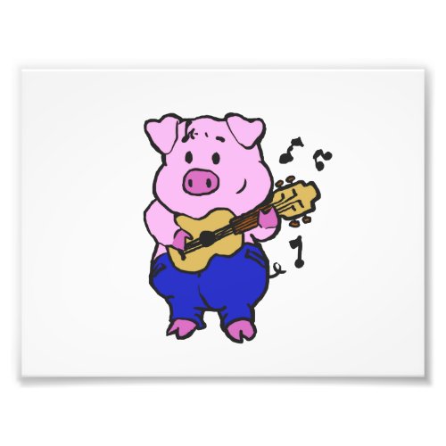 Funny Pig playing guitar  choose background color Photo Print