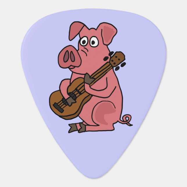 Funny Pig Playing Guitar Pick (Front)
