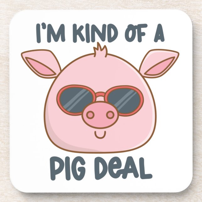 Funny Pig Pun Beverage Coaster (Front)