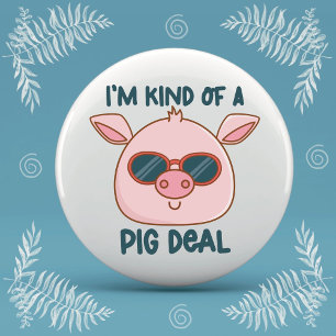 Funny Pig Pun  Button