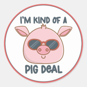 Funny Pig Pun Classic Round Sticker