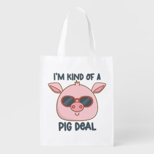 Funny Pig Pun Grocery Bag