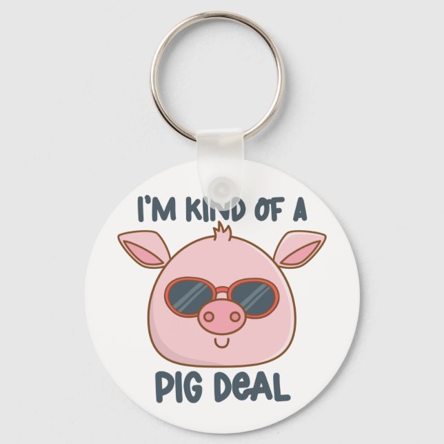 Funny Pig Pun Keychain (Front)