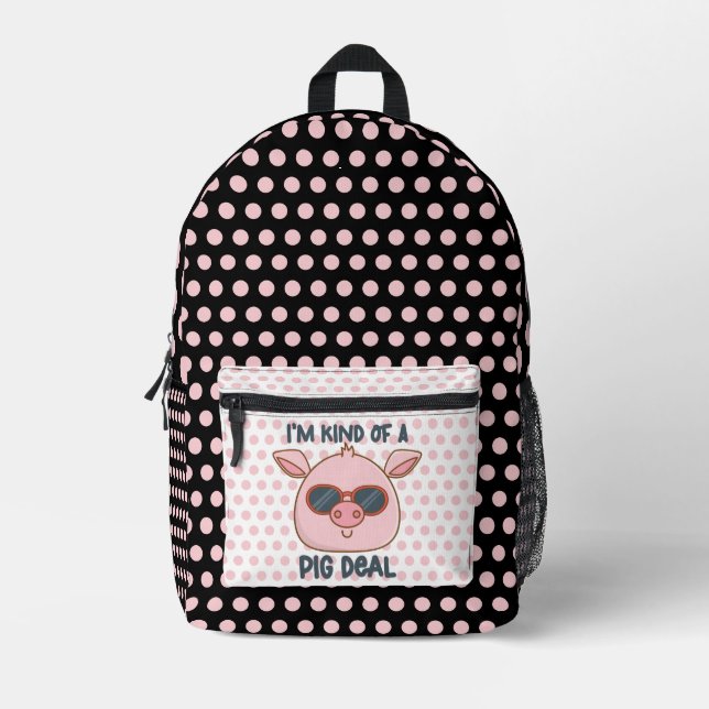 Funny Pig Pun  Printed Backpack (Front)
