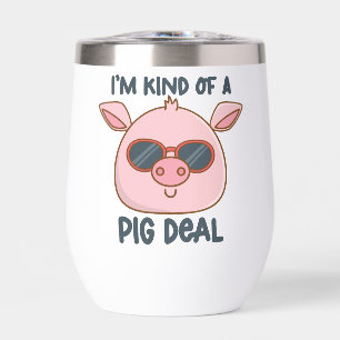 Funny Pig Pun  Thermal Wine Tumbler