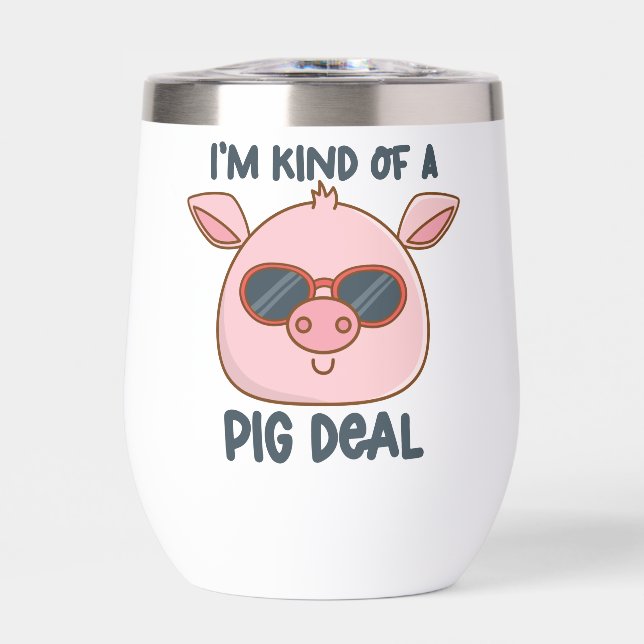 Funny Pig Pun  Thermal Wine Tumbler (Front)