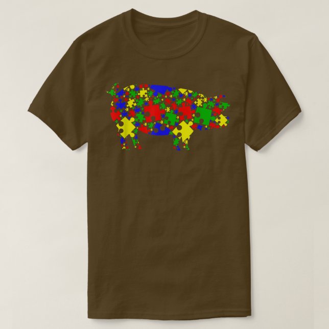 Funny Pig Puzzle Animals Lover Autism Awareness  T-Shirt (Design Front)