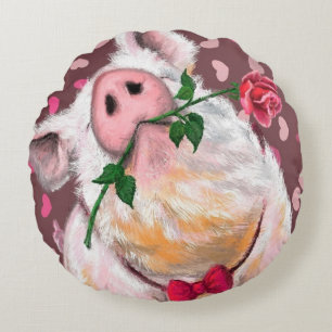 Funny Pig Round Pillow