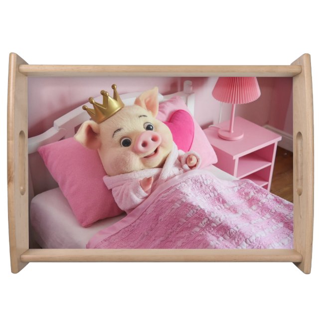 Funny Pig Serving Tray, Pink Serving Tray (Front)