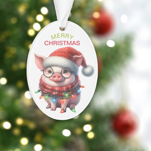 Funny Pig String Lights Kids Christmas Ornament