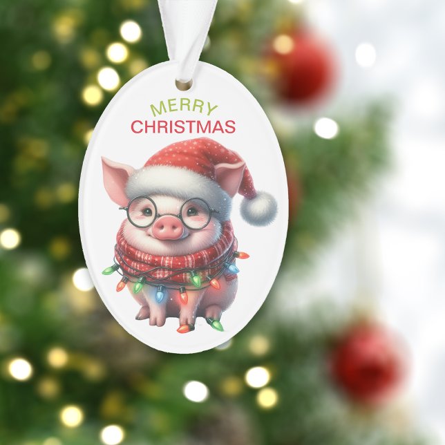 Funny Pig String Lights Kids Christmas Ornament (Creator Uploaded)
