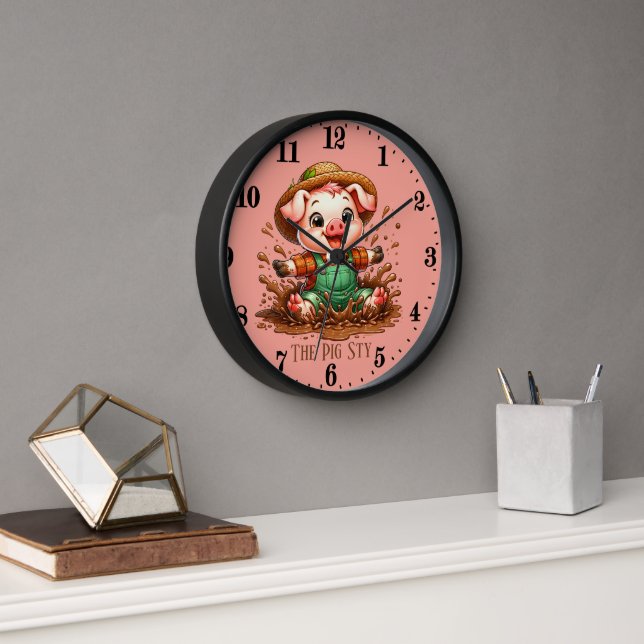 Funny pig sty add text  clock (Office)
